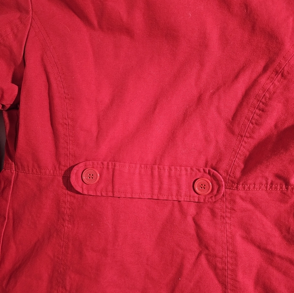 Vintage Y2K BILLABONG ♥️ Red Jacket Lined w/ Red Poppies and Removable Fur Hood - Picture 3 of 11